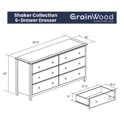 Shaker 6-Drawer Dresser